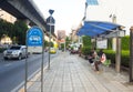 Bus stop in Thailand on Sukhumvit Road in the heart of Ekamai.